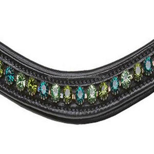 สายรัดคิ้วหนังม้าสีดำแบบอังกฤษฝังขนาดใหญ่ประดับคริสตัลสีชมพู1แถวแบบสั่งทำ - Product Image 1