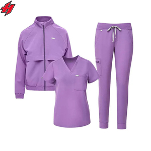 Uniformes médicaux de couleur unie Salon de beauté Vêtements de travail pour soins infirmiers Manteaux + pantalons Uniformes pour animalerie Ensembles de gommage pour dentiste Vêtements de travail - Product Image 2