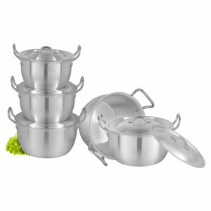 Alliage d'aluminium Pomme Design 5Pcs Casseroles Haute Qualité OEM Métal Finsh Casseroles en Aluminium Taille 20.5-23-25.5-28-30.5CM - Product Image 5