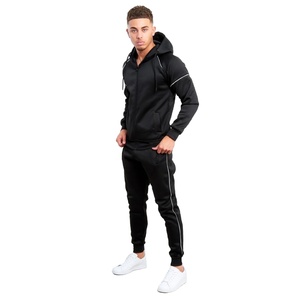 Costume de Jogging avec fermeture éclair sur le côté, tissu en coton et Polyester avec Logo personnalisé, vêtements de Sport à taille réglable, survêtement pour hommes - Product Image 5