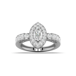 Bague sophistiquée en or jaune 18 carats avec diamant en forme de cœur et de fleurs fantaisie pour femmes, cadeau de fiançailles, de mariage, d'anniversaire, bijoux - Product Image 4