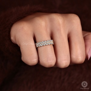 Bracelet éternité en diamant cultivé en laboratoire: Bracelet en diamant taille marquise en or 14k Diamant à double rangée - Product Image 4