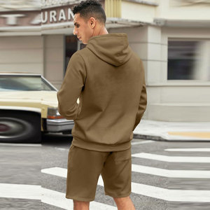 <b>Men's</b> Solid Color <b>Hoodie</b> <b>and</b> <b>Shorts</b> Tracksuit <b>Set</b> Casual Loose Fit Full Sleeve Breathable Cotton Summer Wear - Product Image 2