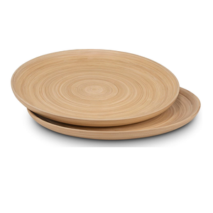 Venta al por mayor de bambú ecológico hilado bandeja de servir de forma redonda decorativa bandeja de comida hecha a mano de Vietnam - Product Image 1