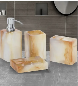 Ensemble de salle de bain en résine Ensemble de salle de bain fait à la main avec effet résine Accessoires de salle de bain Ensemble cadeau - Product Image 6