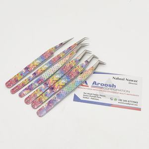 Pince à épiler professionnelle pour extension de cils à poignée diamantée avec logo personnalisé Papier à pointe pointue en acier inoxydable durable vente en gros - Product Image 5