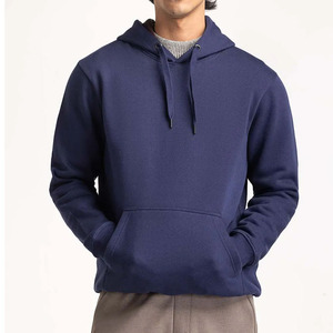 Sudadera con Capucha Azul Marino para Hombre, Corte Regular, Felpa de Algodón, Informal, con Bolsillo Delantero - Product Image 1