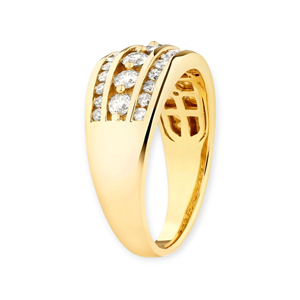 Bagues de fiançailles uniques à 3 rangées de diamants cultivés en laboratoire de 3.00 carats pour mariages et fêtes en or jaune 14 carats pour femmes - Product Image 4