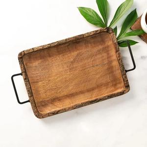 Plato para servir galletas y aperitivos, bandeja personalizada de madera pulida, suministros para restaurantes y cafeterías de Hotel, bandejas ecológicas con logotipo - Product Image 2