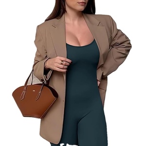 Combinaison de sport décontractée personnalisée pour femmes, entraînement, fitness, shorts respirants avec fermeture éclair invisible, sans manches, taille haute - Product Image 6