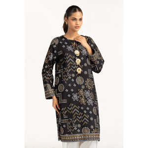 Chemise et shalwar en crêpe imprimé or et laqué de style bohème IUSTTS-621 pour le printemps/été - Product Image 3