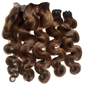 Extensiones de Cabello Natural Color Marrón, Cabello Virgen de un Solo Donante, Puntas Adhesivas, Precio al por Mayor, Frontal de Encaje, Ondulado - Product Image 5