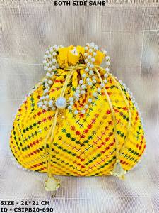 Indian Handcrafted Fabric Potli Batua <b>Clutch</b> <b>Embroidered</b> Wedding Favors and Return Gifts for Special Celebrations! - Product Image 3