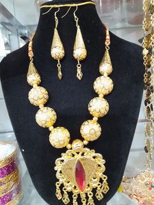 2024 Best Buy, estilo Vintage inspirado en la India, conjunto de joyería de moda de cobre chapado en oro de 24 quilates, fabricante de Envío listo, Comoras Mayotte - Product Image 4