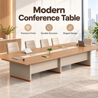 Table de conférence longue rectangulaire pour grande salle de réunion de bureau, mobilier commercial pour projets