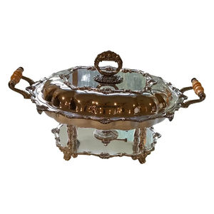 หม้อเหล็กพร้อมฝาปิดหม้ออุ่นอาหารสีเงินและสีทองที่น่าสนใจสำหรับเสิร์ฟอาหารงานแต่งงานงานปาร์ตี้ - Product Image 5