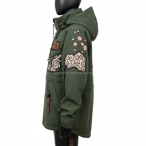 Chaqueta Softshell para exteriores para mujer, tela a prueba de viento, Parche de tigre verde oliva, bordado, diseño de logotipo personalizado, chaqueta Softshell para mujer - Product Image 3