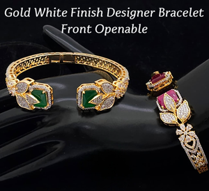 Brazalete de Diseño de Alta Calidad con Acabado Dorado y Blanco, Abrible por la Parte Delantera, Perfecto para Fiestas, Uso Diario, Brazalete de Lujo - Product Image 2