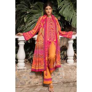 Conjunto de traje Khaddar estampado sin coser de 3 piezas para mujer K-52025 - Product Image 1