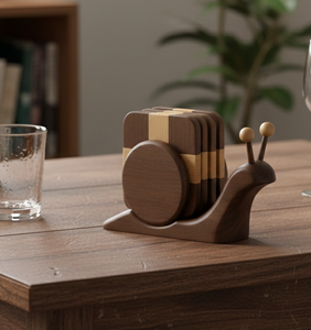 Premium Classic Solid Wood Snail-Shaped <b>Coaster</b> Artistic Carved 5mm Thick <b>Heat</b> Resistant Eco-Friendly Drink Mat - Product Image 5