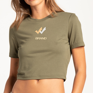 Camiseta informal de algodón de punto ecológica para mujer, manga corta, cuello redondo, estampado, fábrica de prendas de Bangladesh fabricadas - Product Image 1