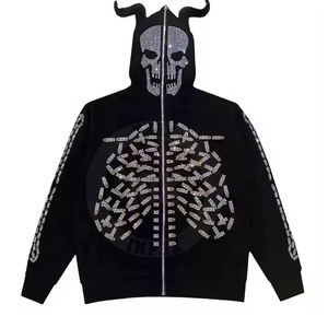 Precio al por mayor MOQ bajo Hombres Rhinestone Sudaderas con capucha Nueva llegada Tela cómoda Algodón Mezclado Sudaderas con capucha - Product Image 1