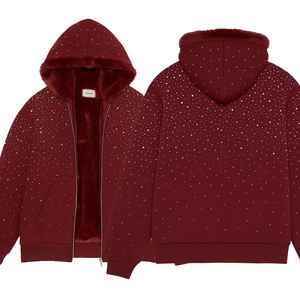 Nouveau sweat-shirt à capuche en diamant et strass de marque privée, noir, hiver, vintage, best-seller, homme, 100% coton, logo personnalisé - Product Image 1