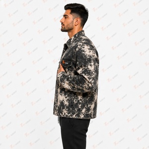 Blousons en jean oversize pour hommes – Vente en gros – Blouson en jean personnalisé délavé pour hommes – Style vintage, streetwear, décontracté, mode, vêtements de travail - Product Image 5