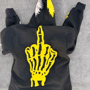 เสื้อฮู้ดตัวสั้นโอเวอร์ไซส์สำหรับผู้ชายเสื้อสไตล์สตรีทแวร์ผ้าดิบพิมพ์ลายพัฟออกแบบได้ตามที่ต้องการใส่ได้ทั้งชายและหญิง - Product Image 4