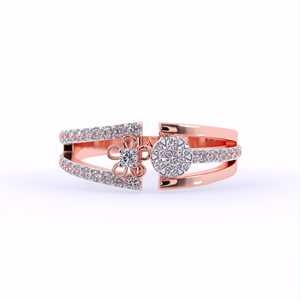 Anillo de Bodas de diamantes cultivados en laboratorio de 14K para mujer, ajuste de pavé brillante con estilo de hiedra PARA EL Día de San Valentín, anillos de diamantes altos - Product Image 1