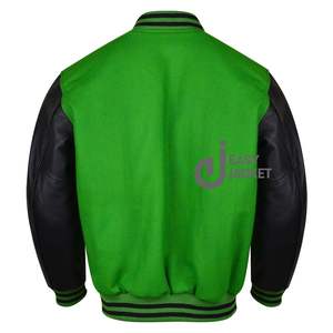 Vestes pour hommes respirantes OEM avec broderie en chenille et manches en cuir Vestes universitaires personnalisées à la mode - Product Image 2