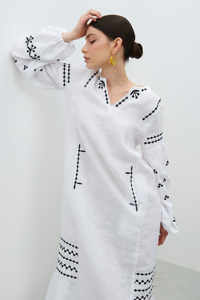 ชุดเดรสยาวแขนพองสำหรับงานปาร์ตี้แฟชั่นสำหรับผู้หญิงชุดเดรสลำลองปักลายแขนยาวยูเครน - Product Image 5