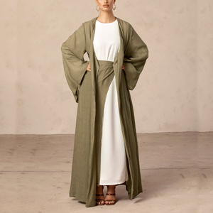 New Autumn Winter Abaya Design Dubai Islamic Clothing Thick Polyester Abayas Women Muslim Custom Inner <b>White</b> Suit 2 Piece - Product Image 2