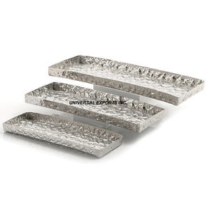 Ensemble de deux plateaux à chocolat en métal de designer faits à la main Plateau à chocolat de luxe en forme de rectangle Plateau à chocolat fantaisie - Product Image 4