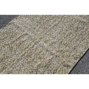 Alfombra Turca Vintage de Lana Beige, 4.1x8.4 pies (126x255 cm) - Product Image 4