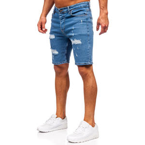 Best Selling Summer Streetwear Straight Custom Jorts <b>Baggy</b> Style Distressed Washed Denim <b>Shorts</b> <b>Men</b> - Product Image 2