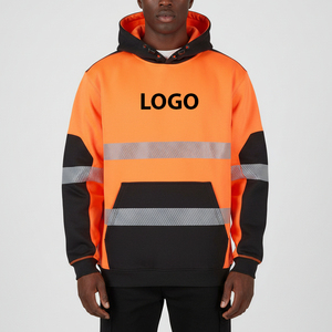 High Visibility Outdoor Reflective <b>Hoodies</b> Waterproof Clothing Florescent <b>Orange</b> Winter Wear Safety Protective Pullover <b>Hoodies</b> - Product Image 1