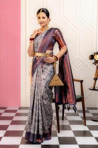 Vesta exporta exclusivo Jacquard Border Silk Saree Rich Pallu Indian Pakistani Ropa para adultos Ropa de fiesta para verano/invierno - Product Image 6