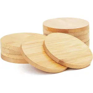 Carfts di legno fabbrica tazza di stuoia alla rinfusa naturale in legno incisione spazi vuoti fatti da te rotondi di bambù sottobicchieri Set per bevande