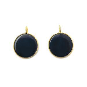 Lunette pendentif en or vermeil avec pierres précieuses rondes plaquées rhodium Breloque tranche de forme lisse pour collier fabrication de bijoux - Product Image 3