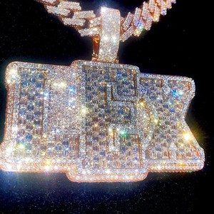 RB GEMS Personnalisé Or 10K Diamant Cultivé en Laboratoire Certifié IGI VVS Style Hip Hop Nom et Numéro Initial Logo Pendentif pour Homme - Product Image 4