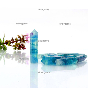 Pointes de cristal de fluorite bleue, tour de quartz naturel à double terminaison |   Pierres précieuses polies, pierres de guérison, cristaux de Reiki en vrac - Product Image 5