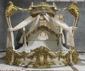 Elegante Juego de Muebles de Dormitorio Blanco Pulido Estilo Queen, Muebles de Dormitorio Blancos Hechos a Mano de Madera Real, Juego de Dormitorio Tapizado Estilo Queen Italiano - Product Image 6