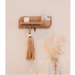 Porte-clés en bois vintage pour entrée murale porte-courrier et porte-clés avec étagère crochet pour porte-clé de maison murale - Product Image 4