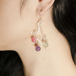 Pendientes de Tres Niveles con Gemas Trenzadas beGems para Mujer, Joyería Bohemia Natural de Vietnam - Product Image 4