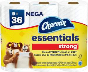 Papier toilette Charmin-Essentials Strong, 9 méga rouleaux = 36 rouleaux normaux - Product Image 2