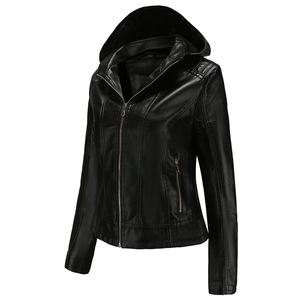 Veste vintage unisexe en cuir PU imprimée de mouton à capuche détachable grande taille décontractée d'hiver vêtements d'extérieur d'automne imperméable et respirant - Product Image 2
