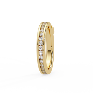 Modernist Lock Buckle Band Channel Set Eternity Wedding Ring 18K <b>Solid</b> Gold Round Cut Lab Grown Diamond Ring Factory Wholesale - Product Image 4