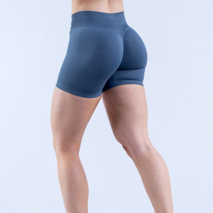 Shorts de sport pour femme avec logo personnalisé, respirants, sans coutures, taille haute, effet scrunch, compression, couleur unie, pour la course et le yoga - Product Image 4