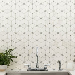 Cecily Grigio Marble Union Mosaic Tiles 11x13 Glossy Waterproof Modern Firebrick Square for Interior <b>Walls</b> and Floors <b>Borders</b> - Product Image 4